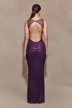 Jasmyn Hot Fix Maxi Dress With Mesh Back in Purple – Chic&Drifts