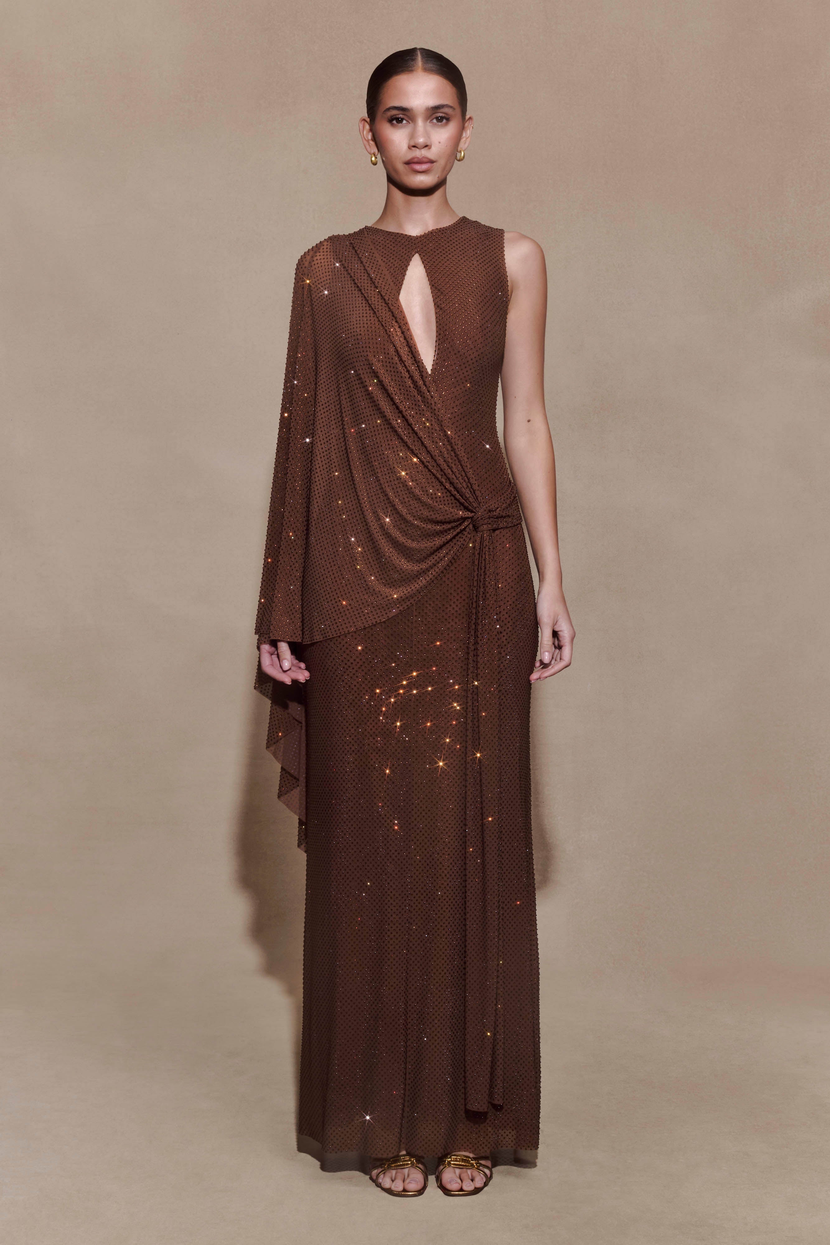 Bakari Diamante Cape Maxi Dress
