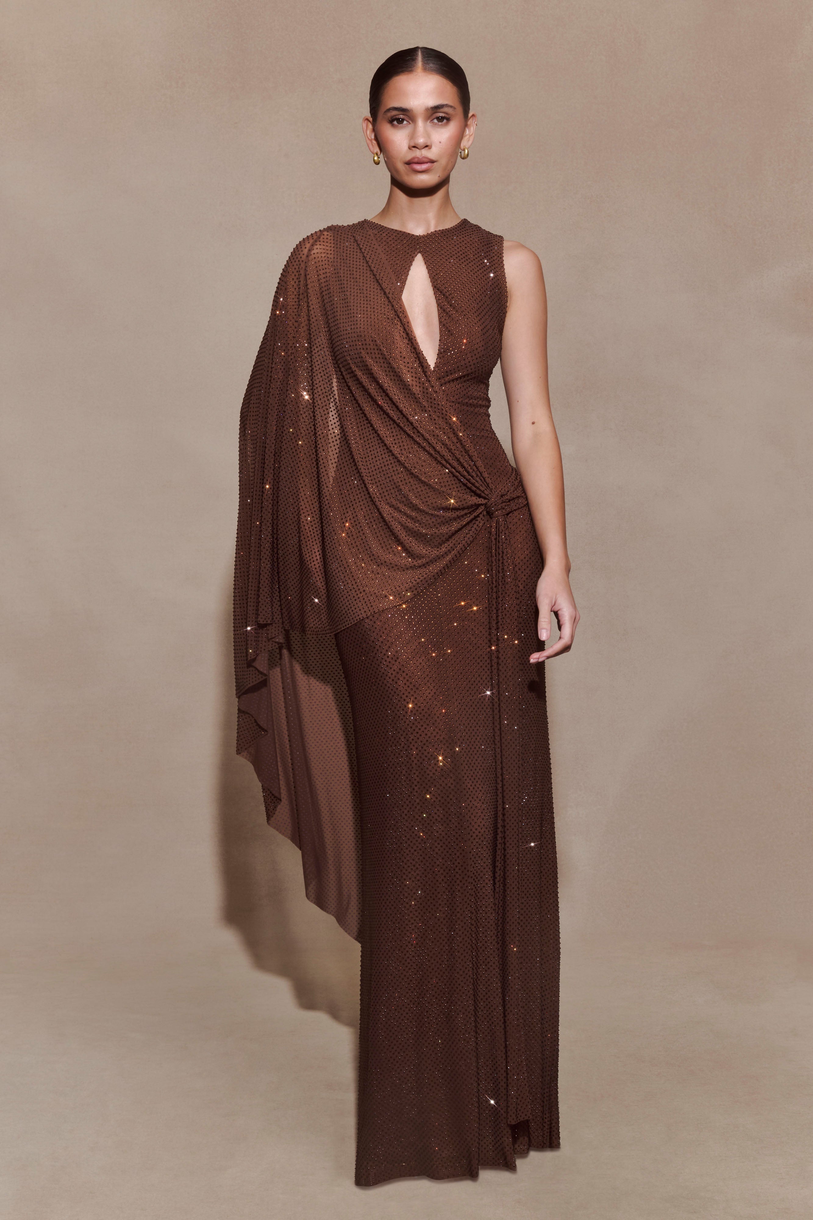 Bakari Diamante Cape Maxi Dress