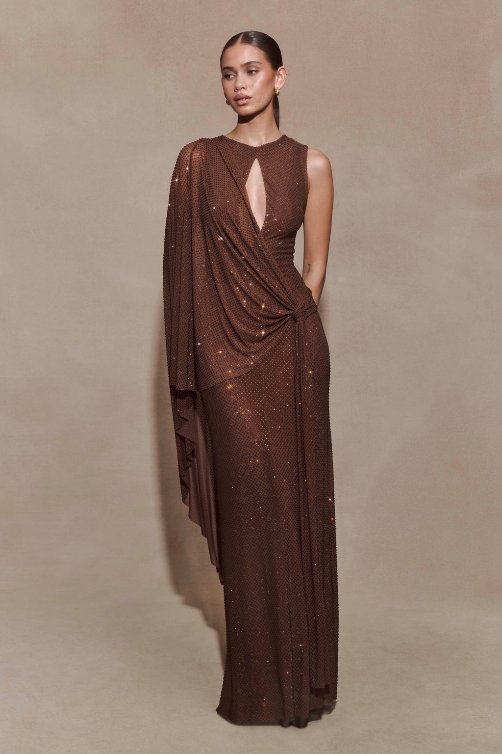 Bakari Diamante Cape Maxi Dress