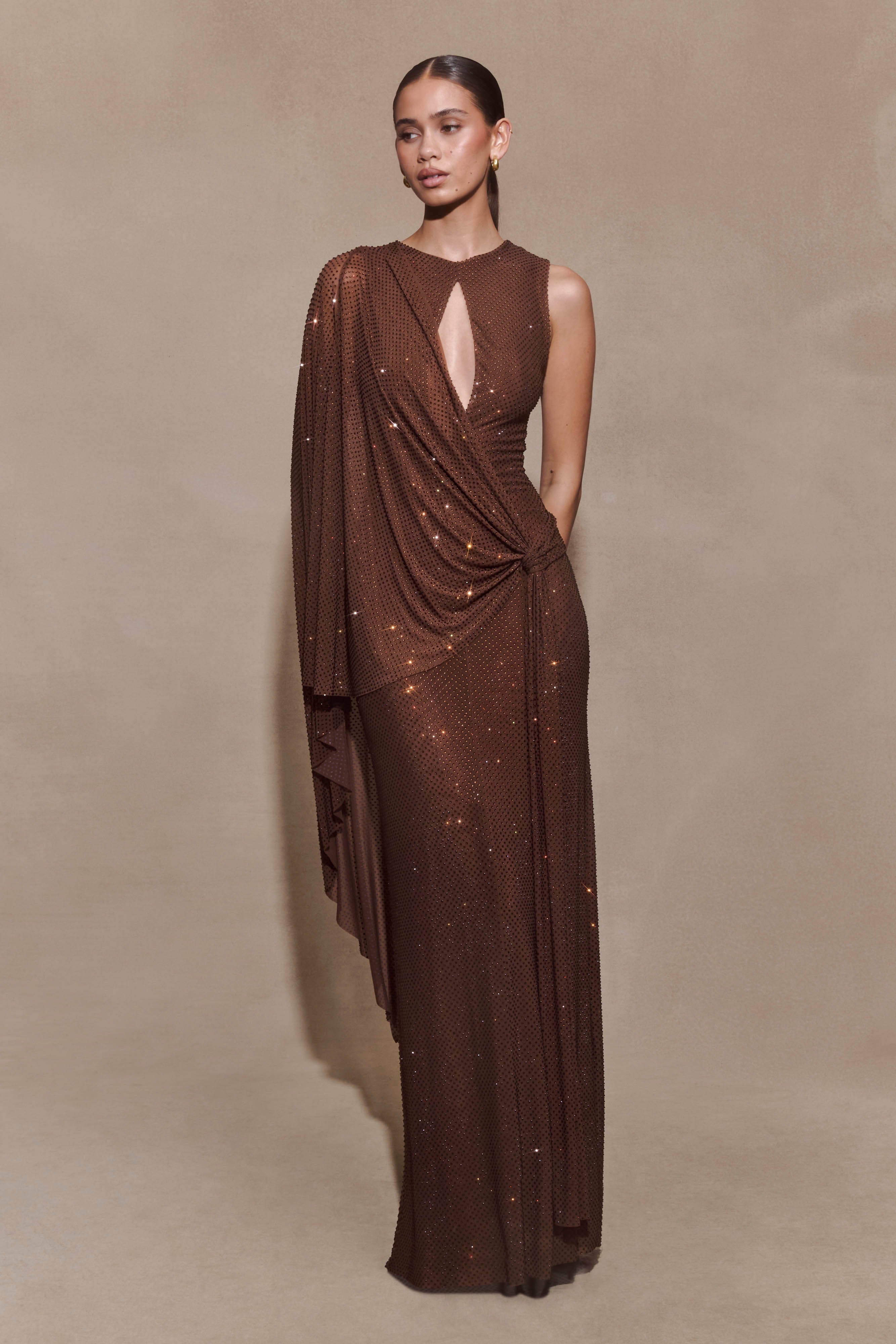 Bakari Diamante Cape Maxi Dress