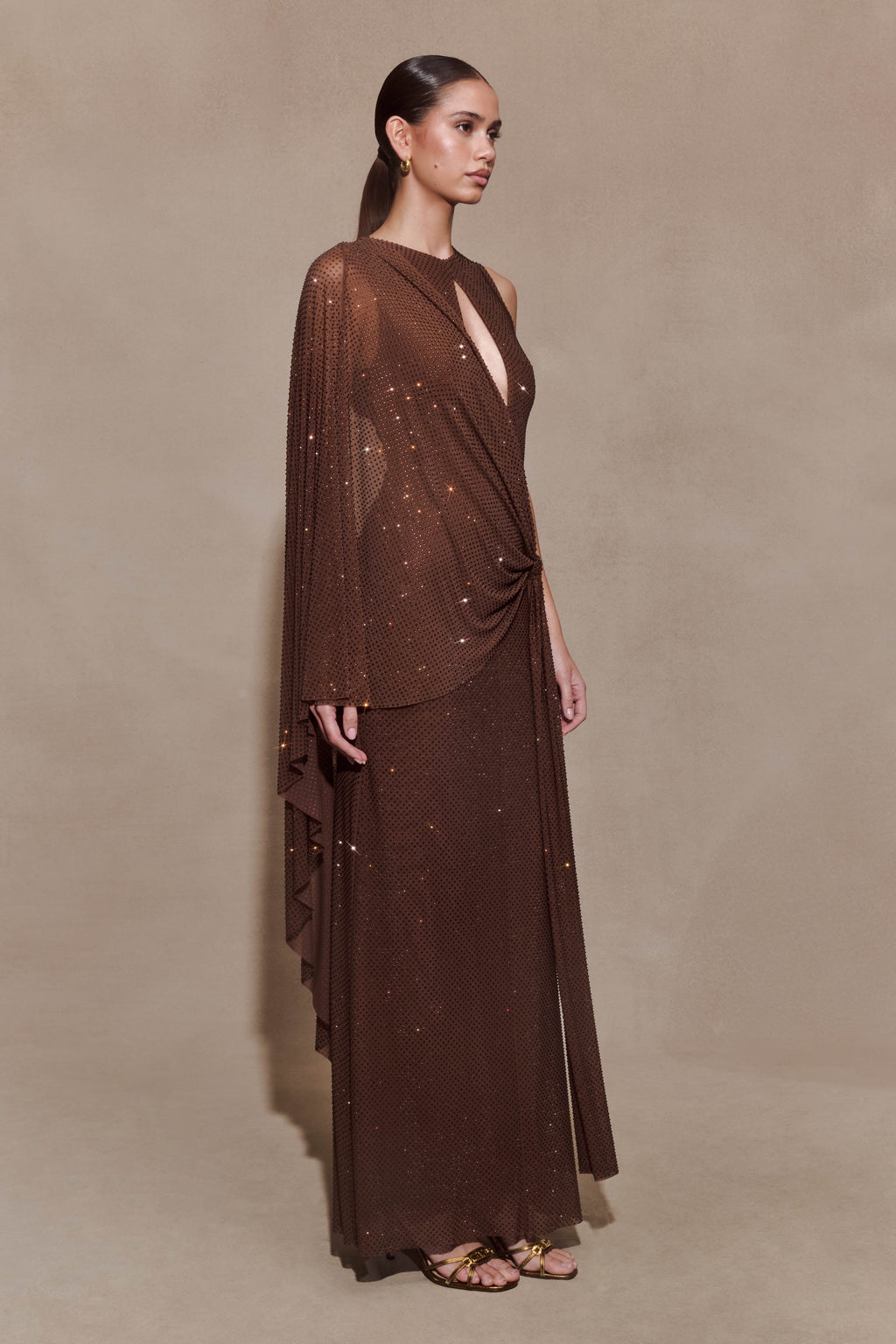 Bakari Diamante Cape Maxi Dress