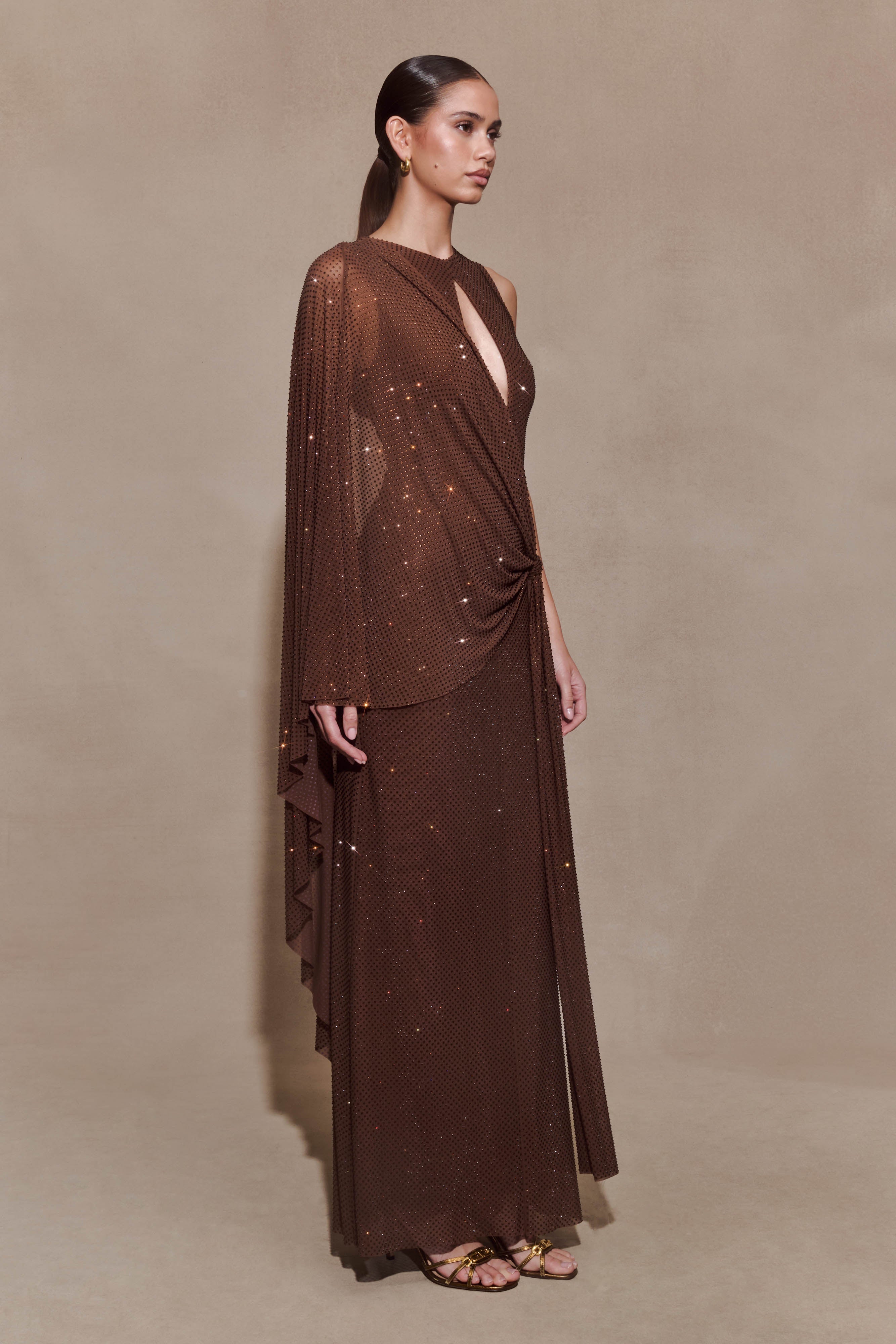 Bakari Diamante Cape Maxi Dress