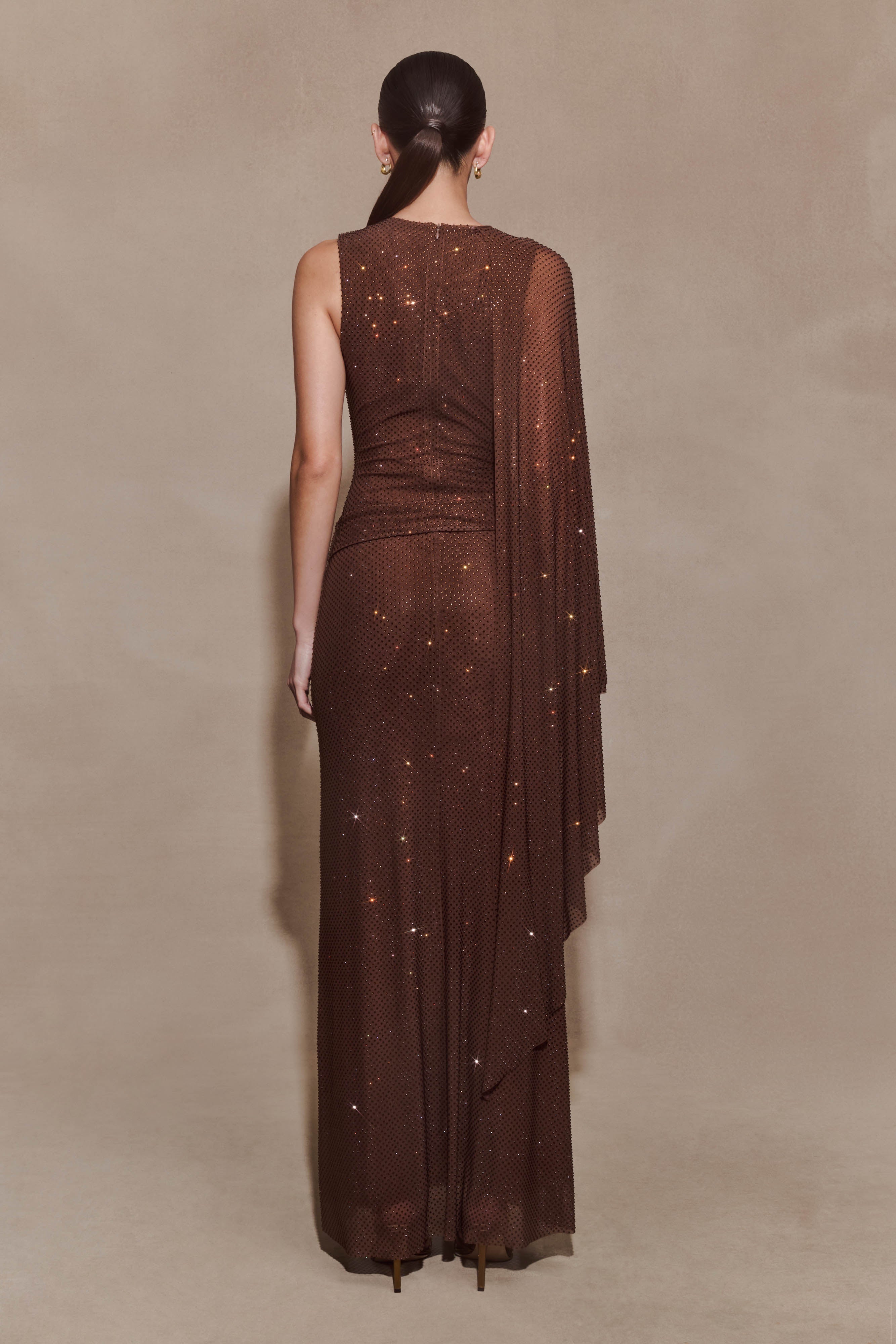 Bakari Diamante Cape Maxi Dress