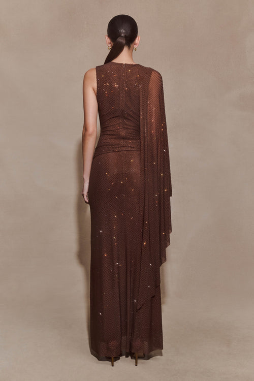 Bakari Diamante Cape Maxi Dress