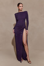 Deanna Long Sleeve Diamante Maxi Dress in Gold – Chic&Drifts