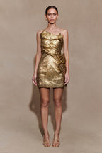 Sadie Structured Mini Dress in Gold – Chic&Drifts
