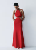 Marlowe Halter Knit Maxi Dress in Red – Chic&Drifts