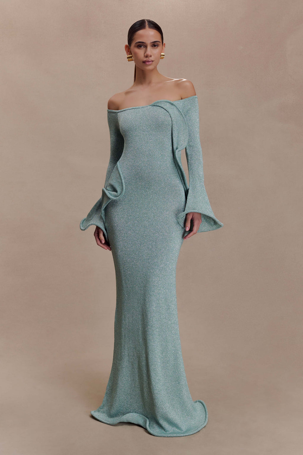 Sandrine Lurex Knit Maxi Dress in Aqua – Chic&Drifts