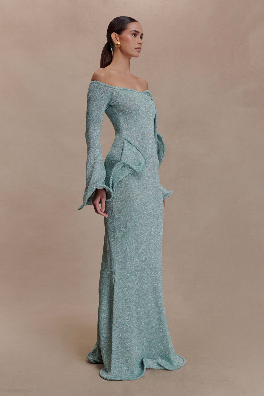 Sandrine Lurex Knit Maxi Dress in Aqua – Chic&Drifts