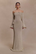 Sandrine Lurex Knit Maxi Dress in Aqua – Chic&Drifts