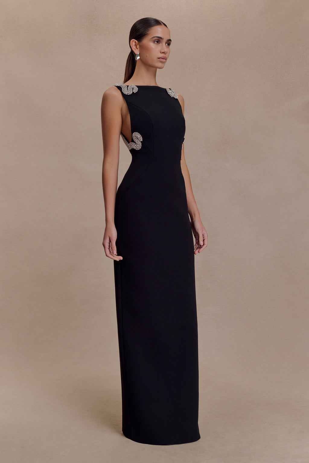 Lorde Embellished Crepe Maxi Dress in Black – Chic&Drifts
