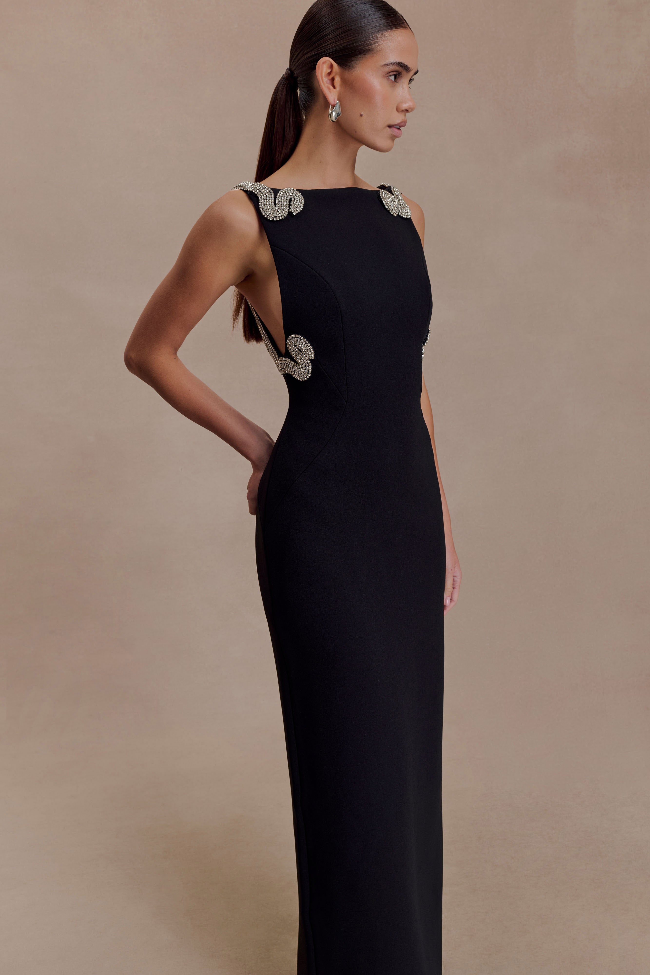 Lorde Embellished Crepe Maxi Dress