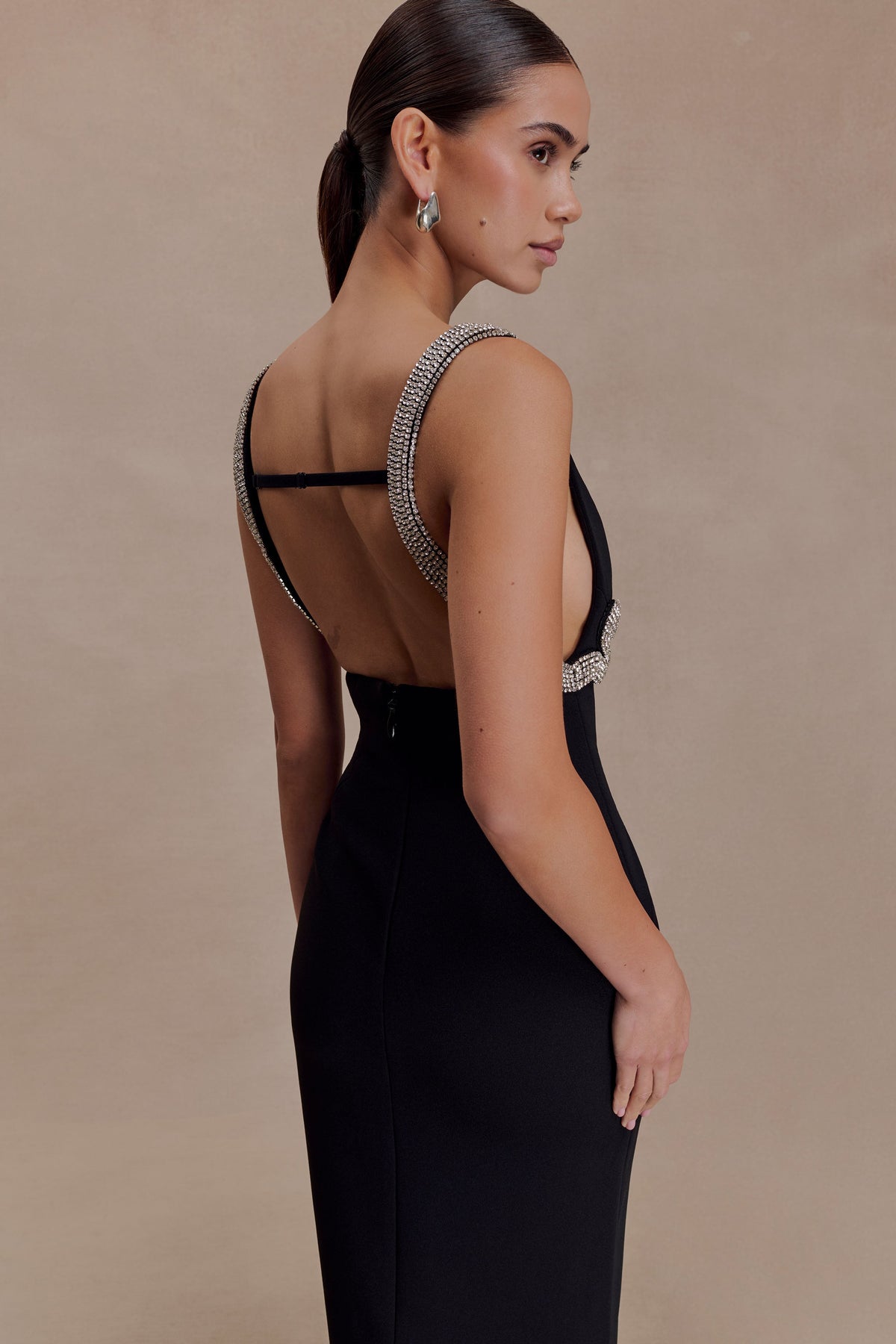 Lorde Embellished Crepe Maxi Dress in Black – Chic&Drifts