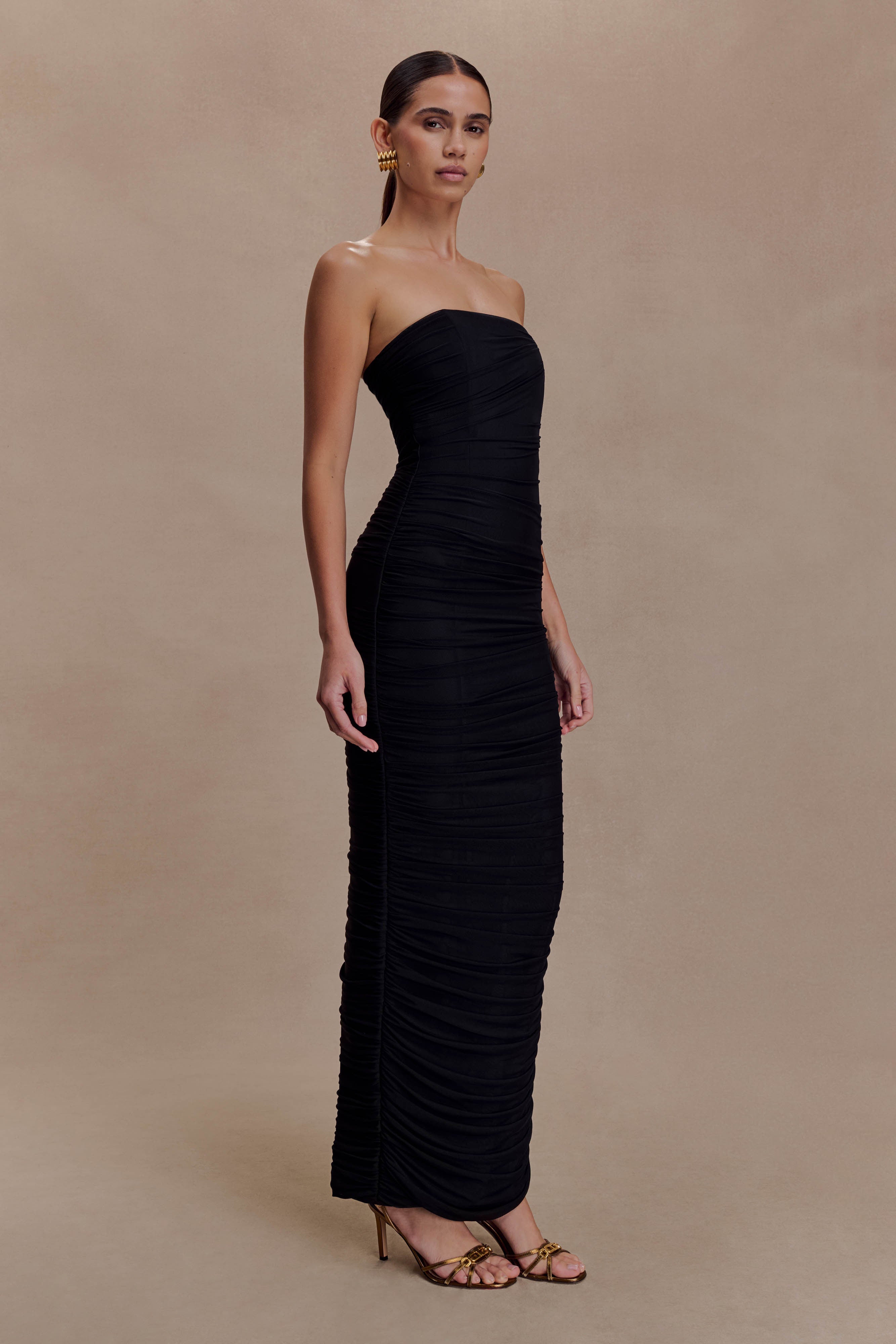 Jianna Strapless Mesh Maxi Dress