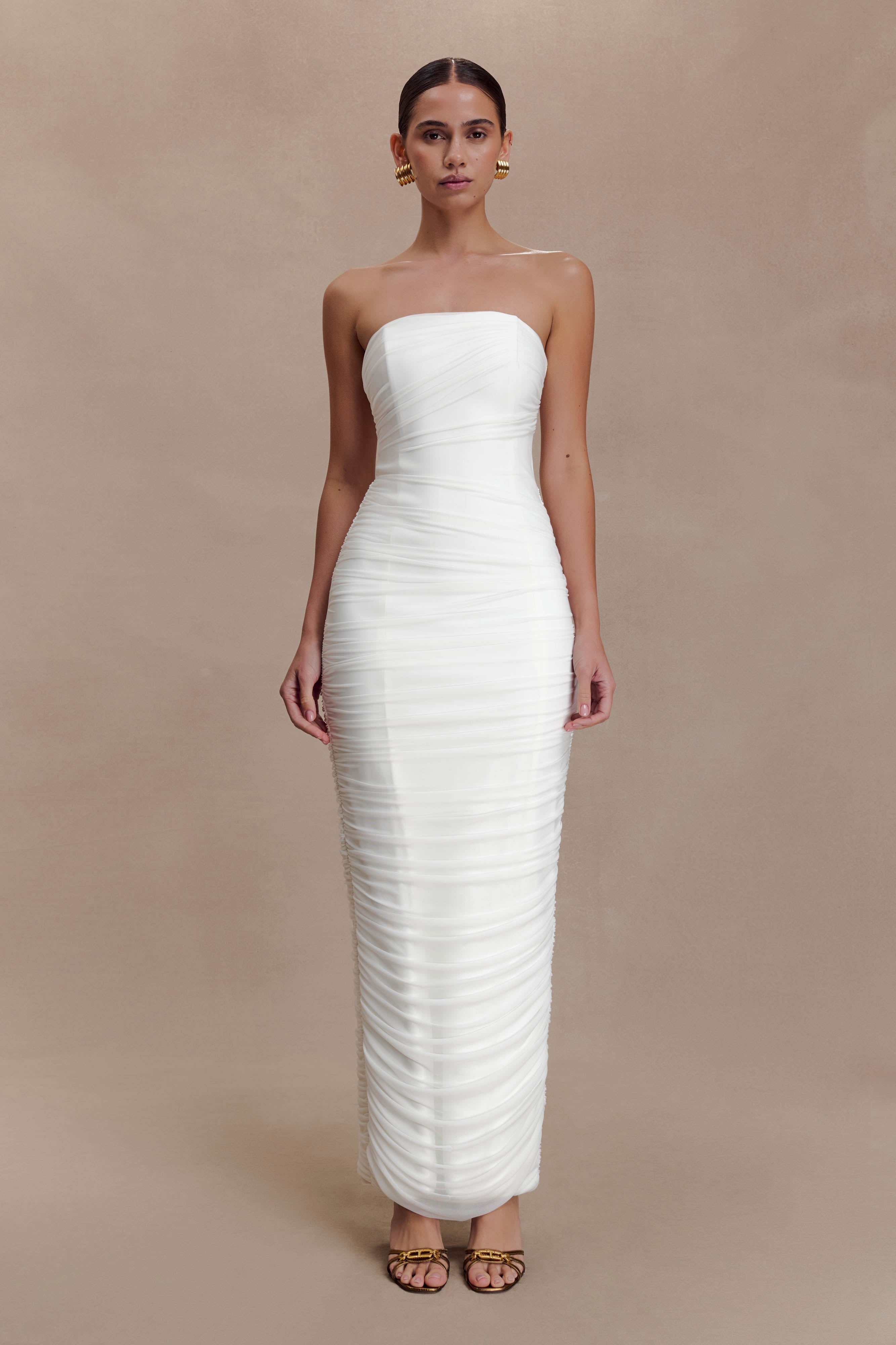 Jianna Strapless Mesh Maxi Dress