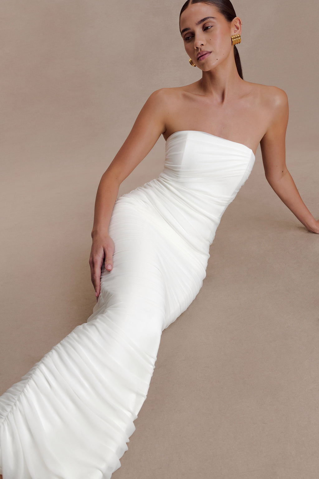 Jianna Strapless Mesh Maxi Dress