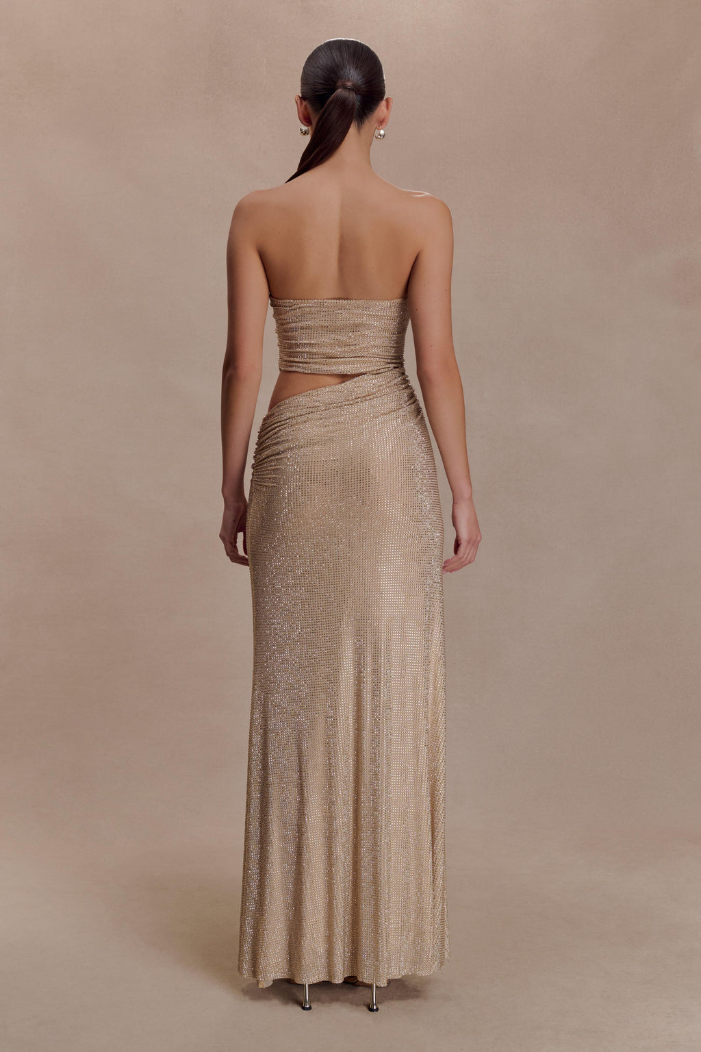 Starla Strapless Diamante Maxi Dress in Gold – Chic&Drifts