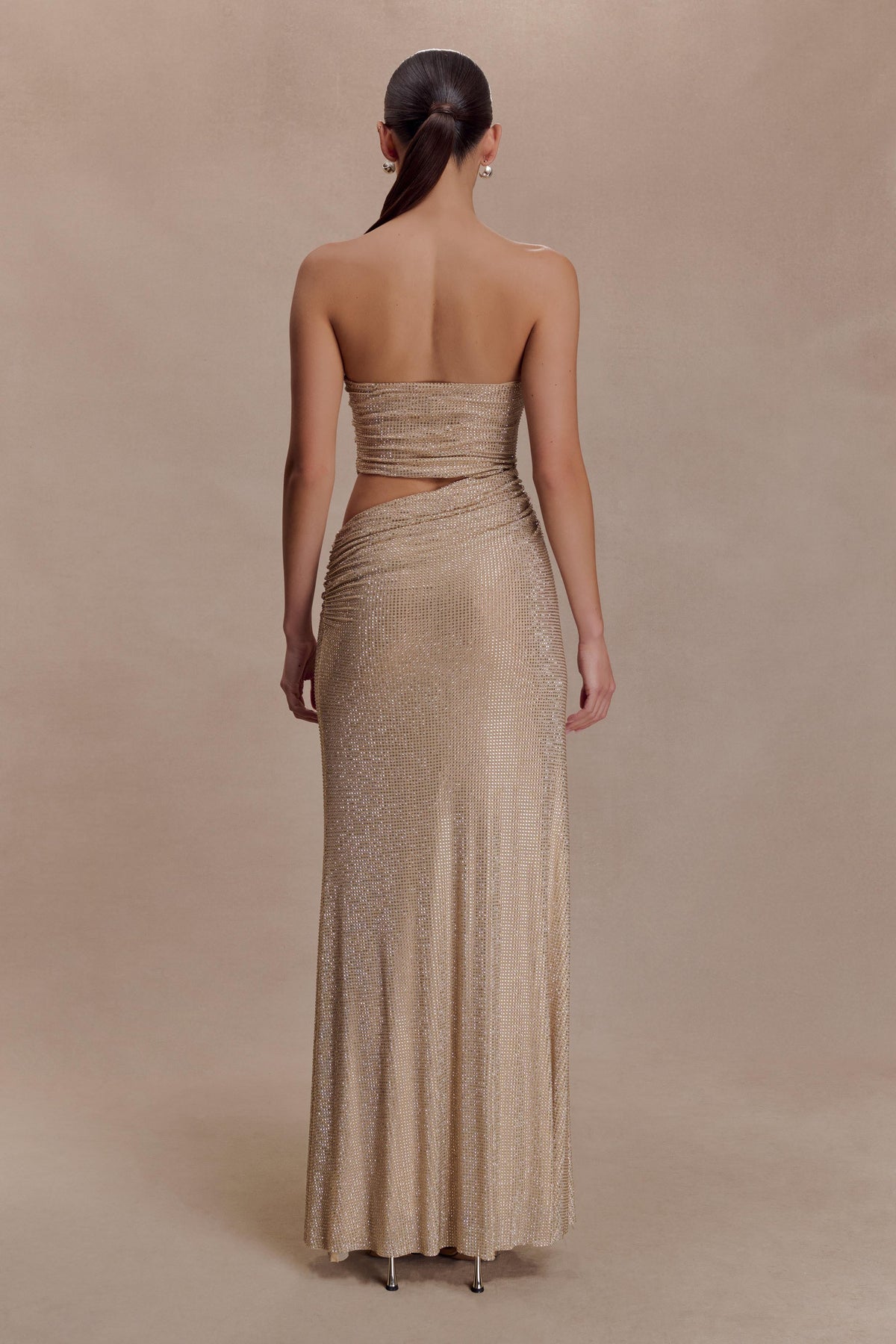 Starla Strapless Diamante Maxi Dress in Gold – Chic&Drifts
