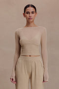 Brionee Silk Blend Knit Top in Sand – Chic&Drifts
