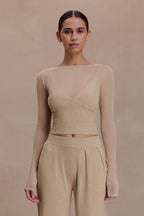 Brionee Silk Blend Knit Top in Sand – Chic&Drifts