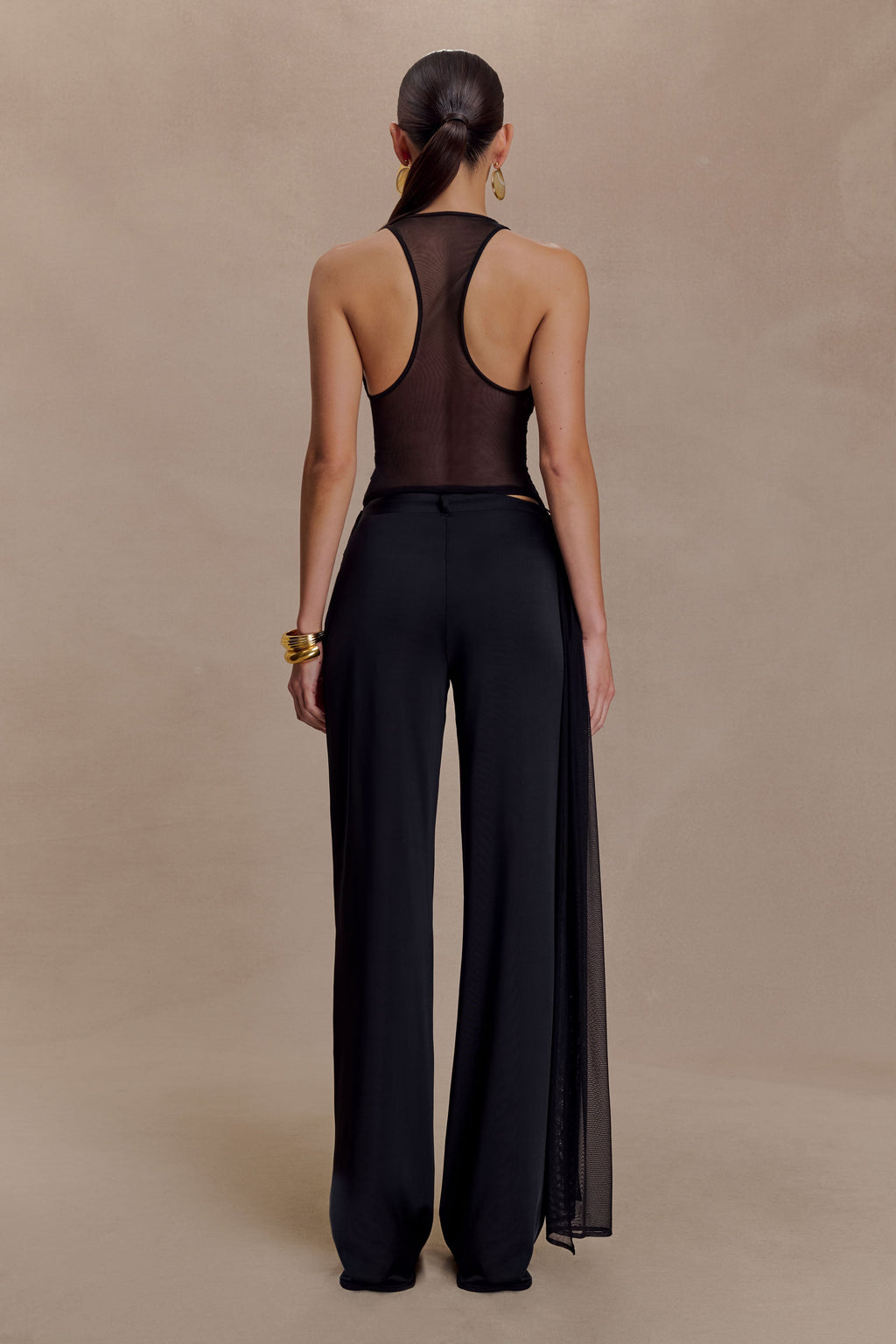 Aspyn Slinky Gathered Wide Leg Trousers - Black