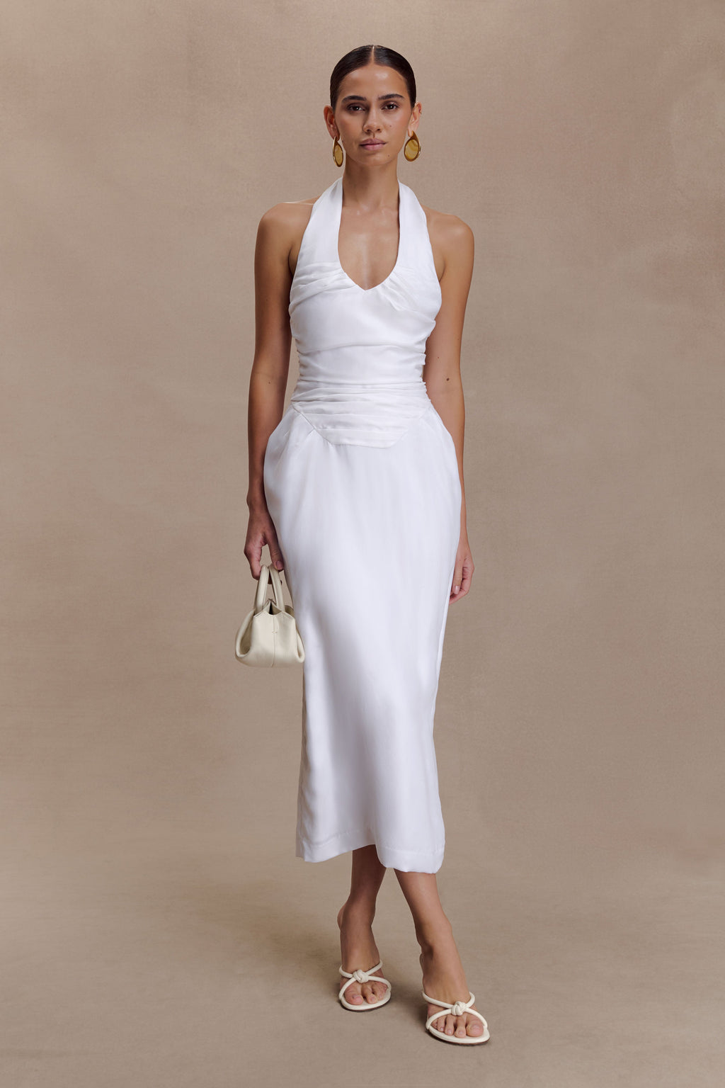 Daniela Ruched Halter Midi Dress