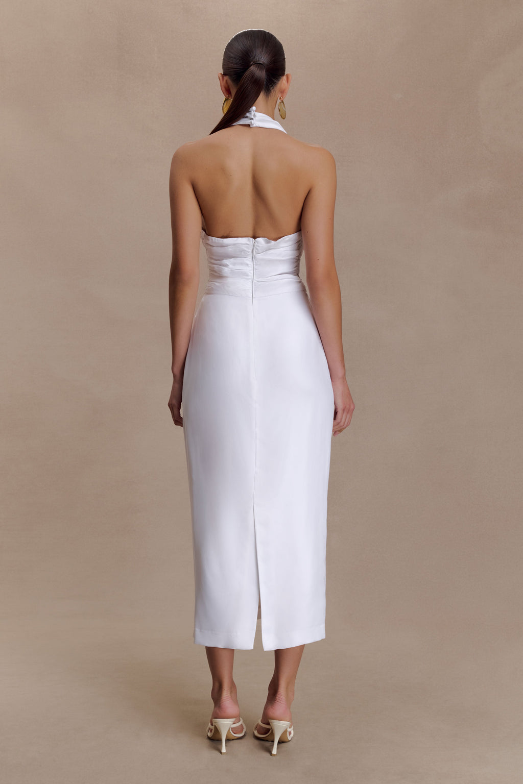 Daniela Ruched Halter Midi Dress