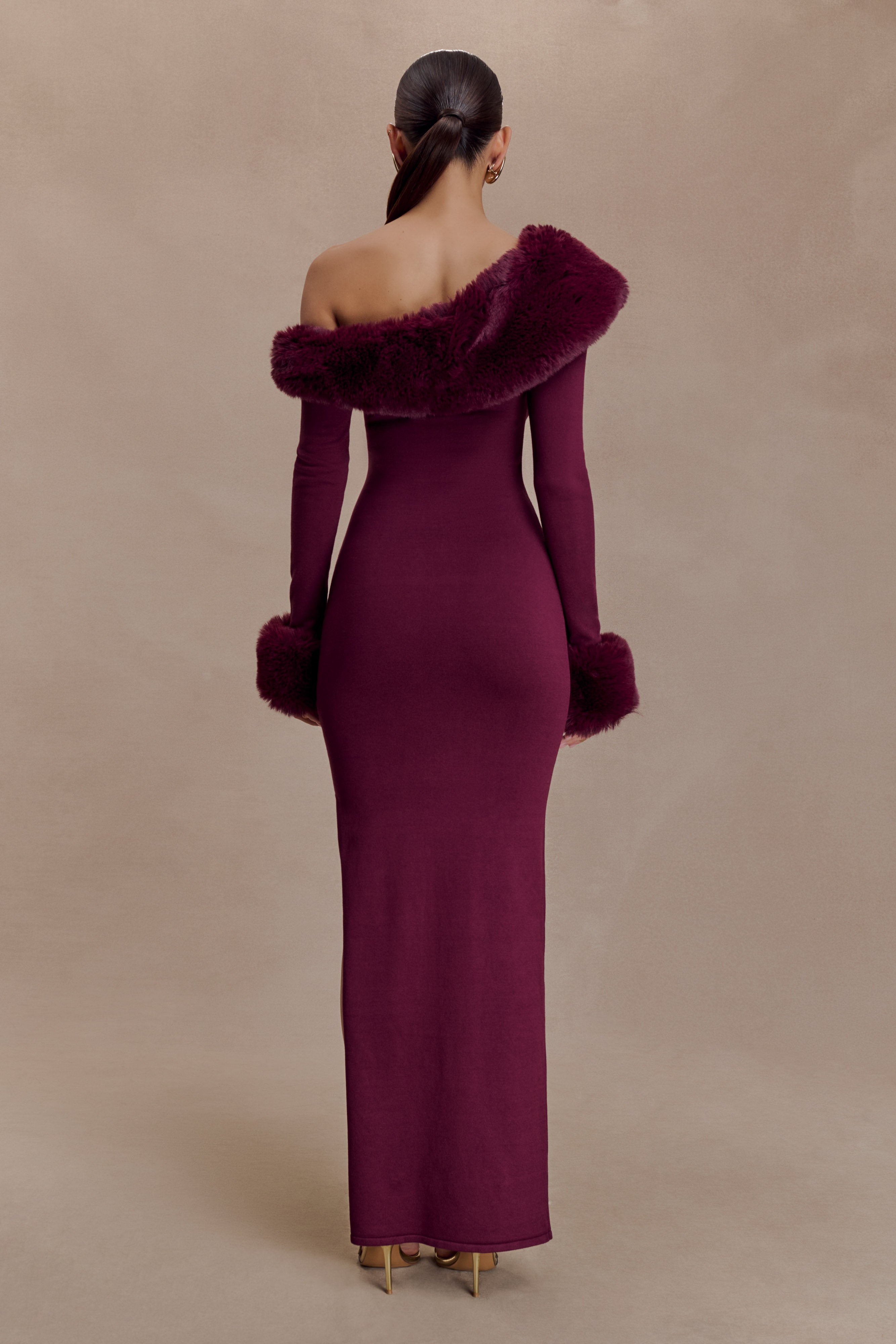 Karleigh Faux Fur Knit Maxi Dress