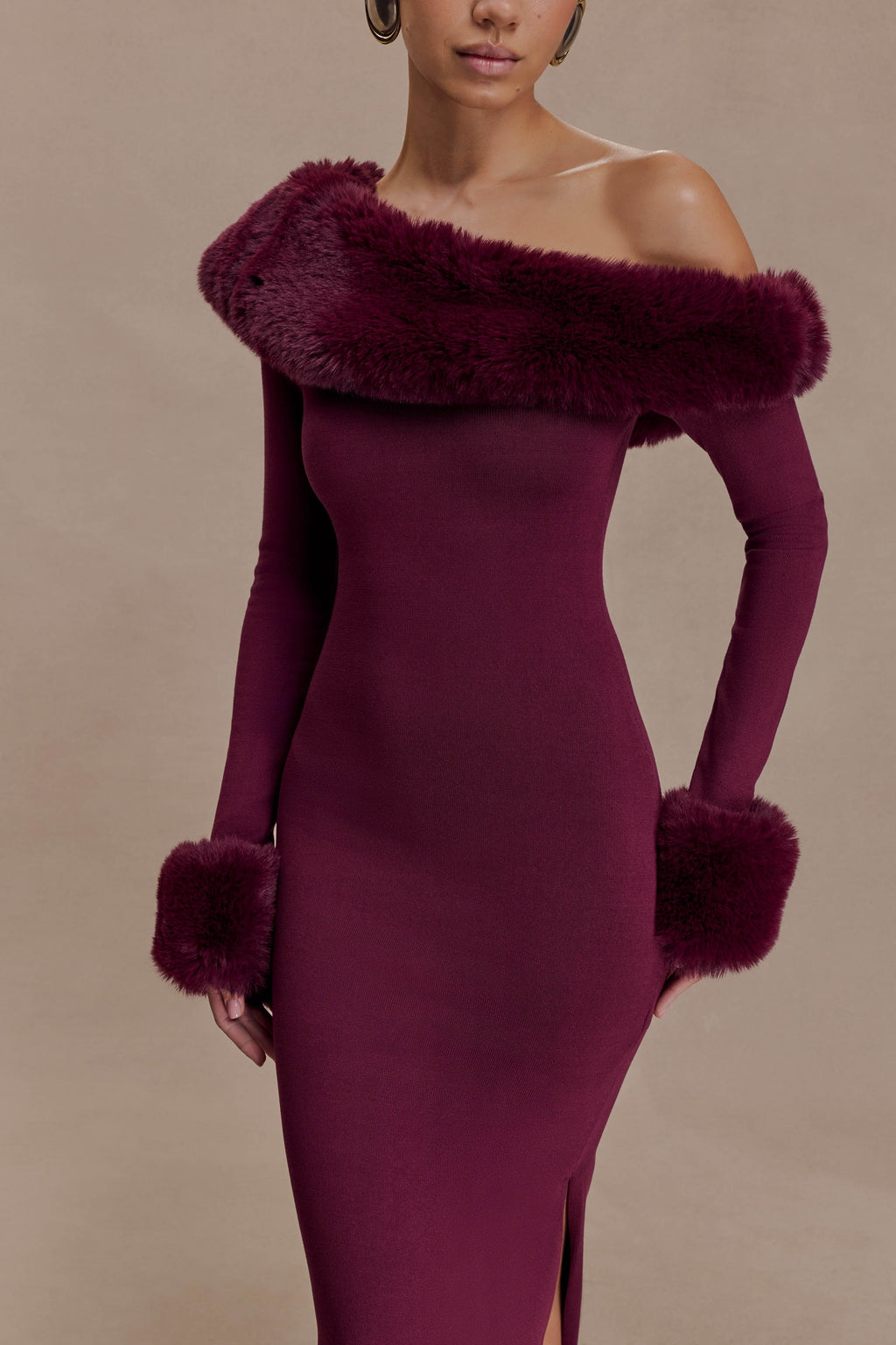Karleigh Faux Fur Knit Maxi Dress