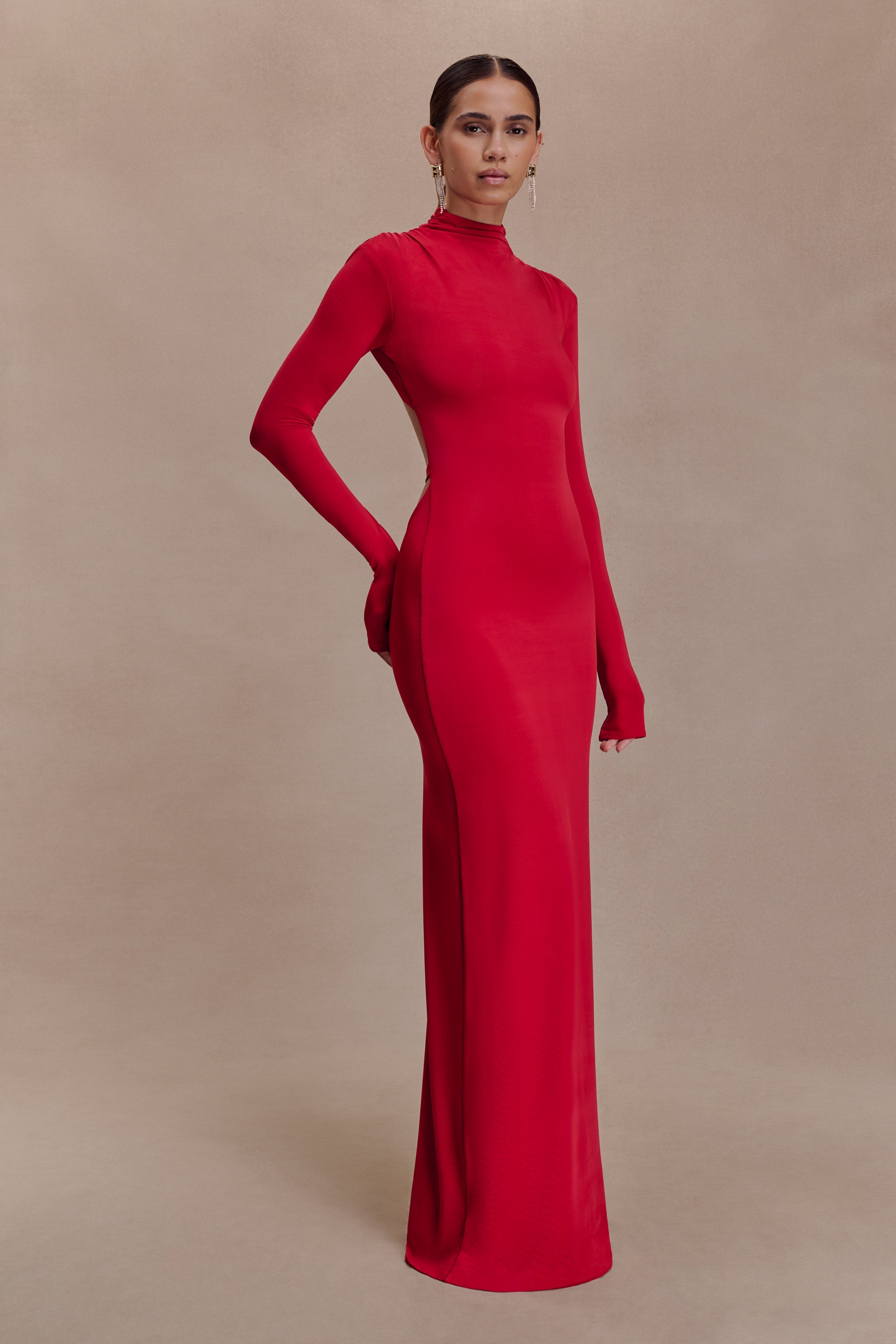 Kiyah Slinky Cut Out Maxi Dress