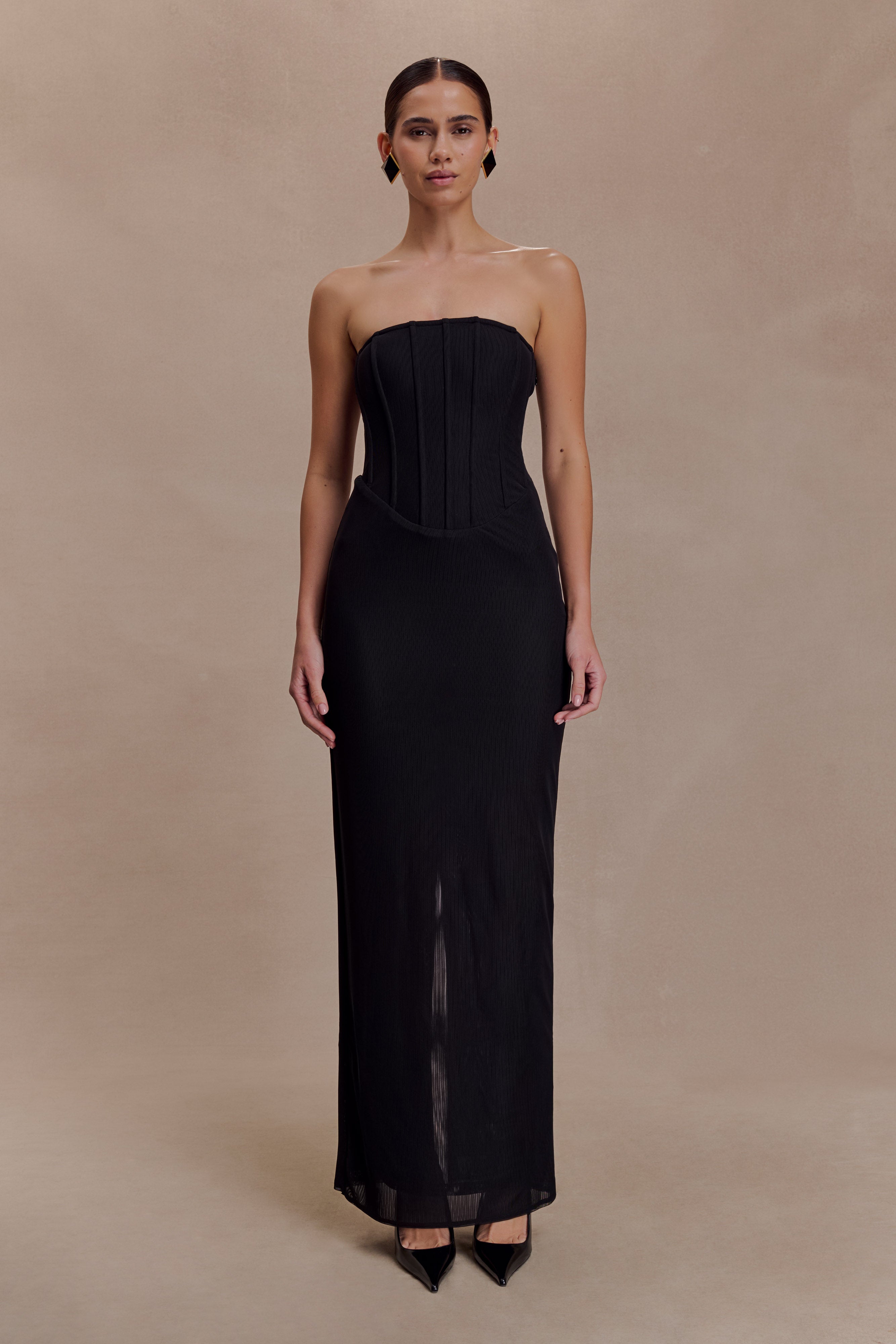 Gemma Strapless Mesh Maxi Dress