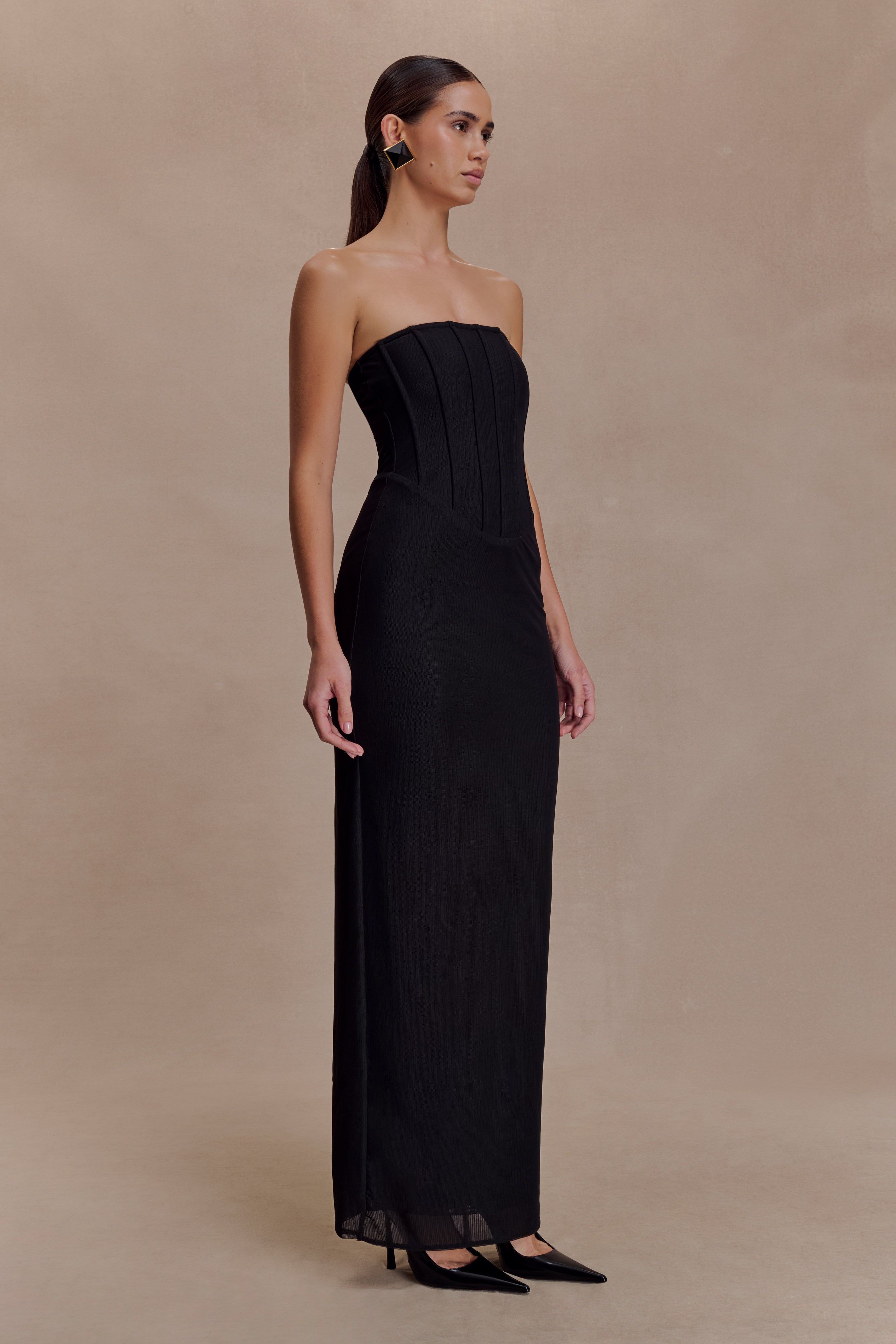 Gemma Strapless Mesh Maxi Dress