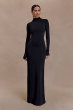 Kiyah Slinky Cut Out Maxi Dress in Black – Chic&Drifts