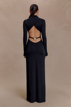Kiyah Slinky Cut Out Maxi Dress in Black – Chic&Drifts