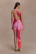 Claudette Slinky Mini Dress With Hardware in Pink Sunset Print – Chic&Drifts
