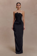 Asha Floral Mesh And Satin Maxi Dress