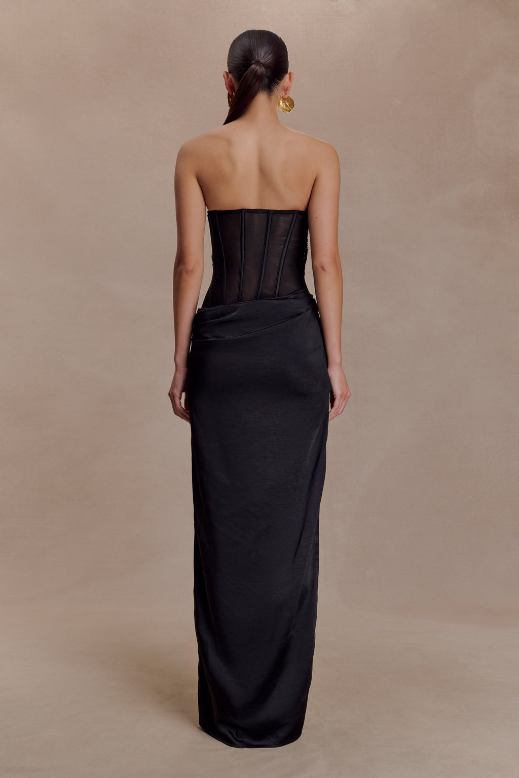Asha Floral Mesh And Satin Maxi Dress