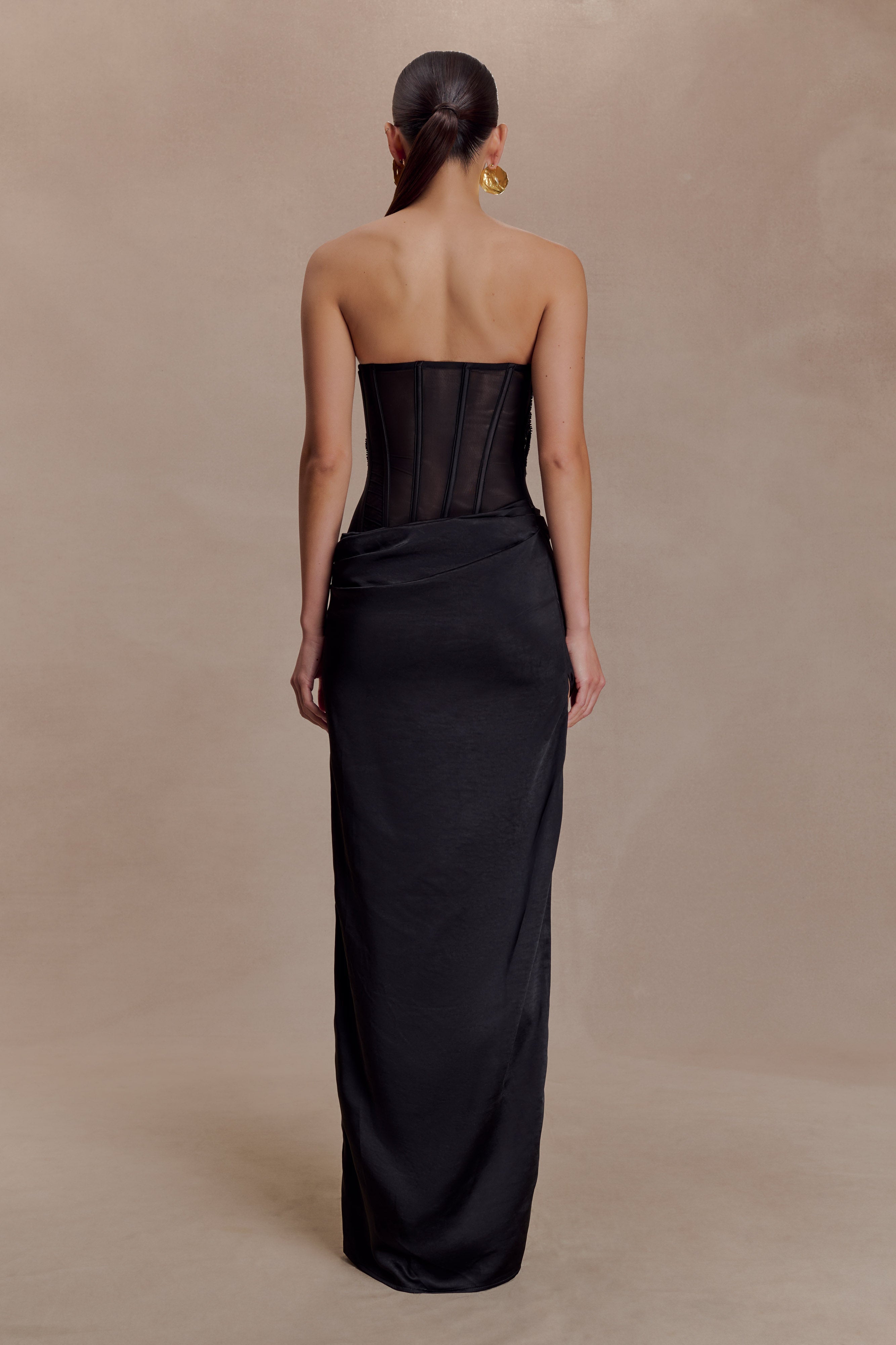 Asha Floral Mesh And Satin Maxi Dress