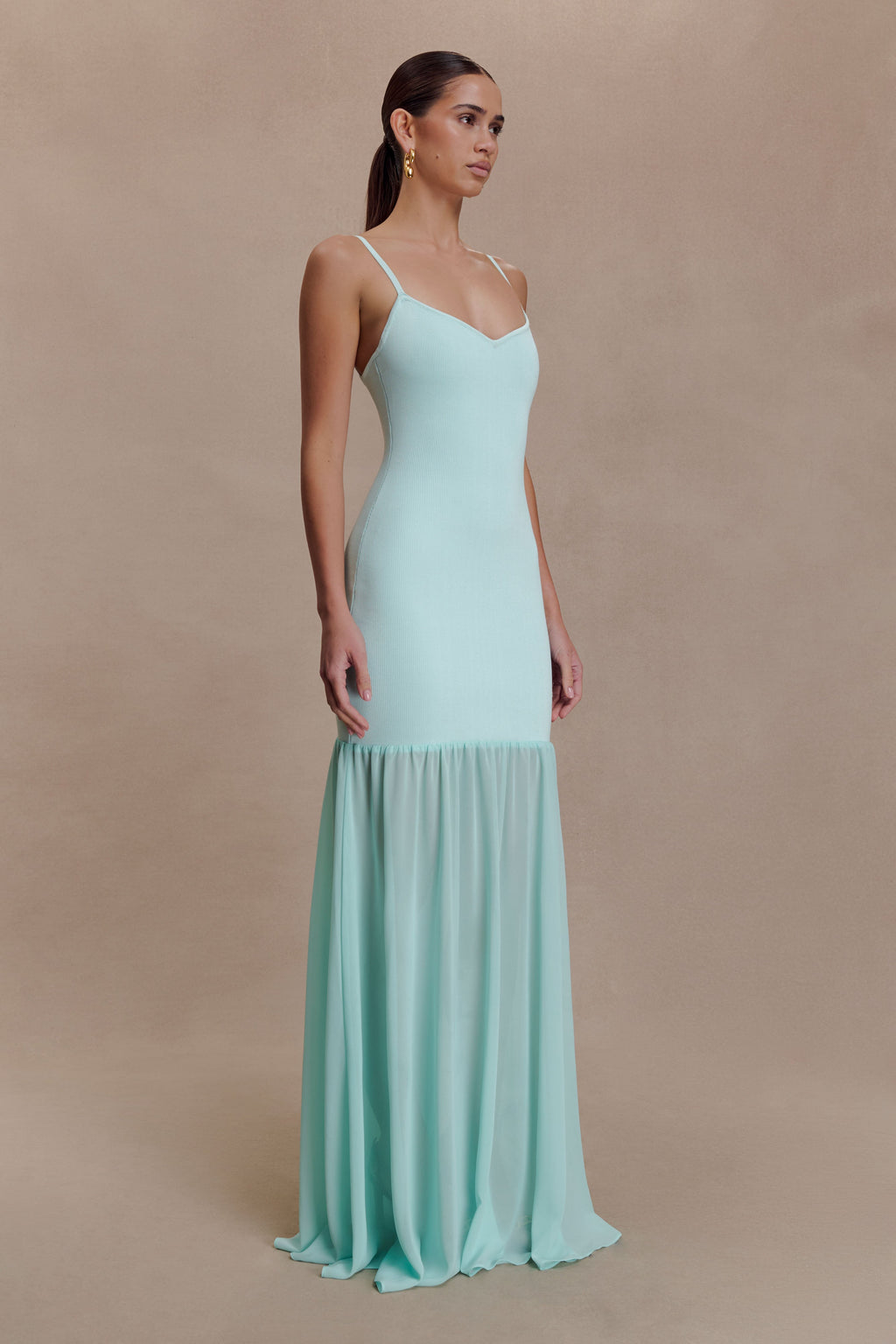 Deanne Bandage And Chiffon Knit Maxi Dress