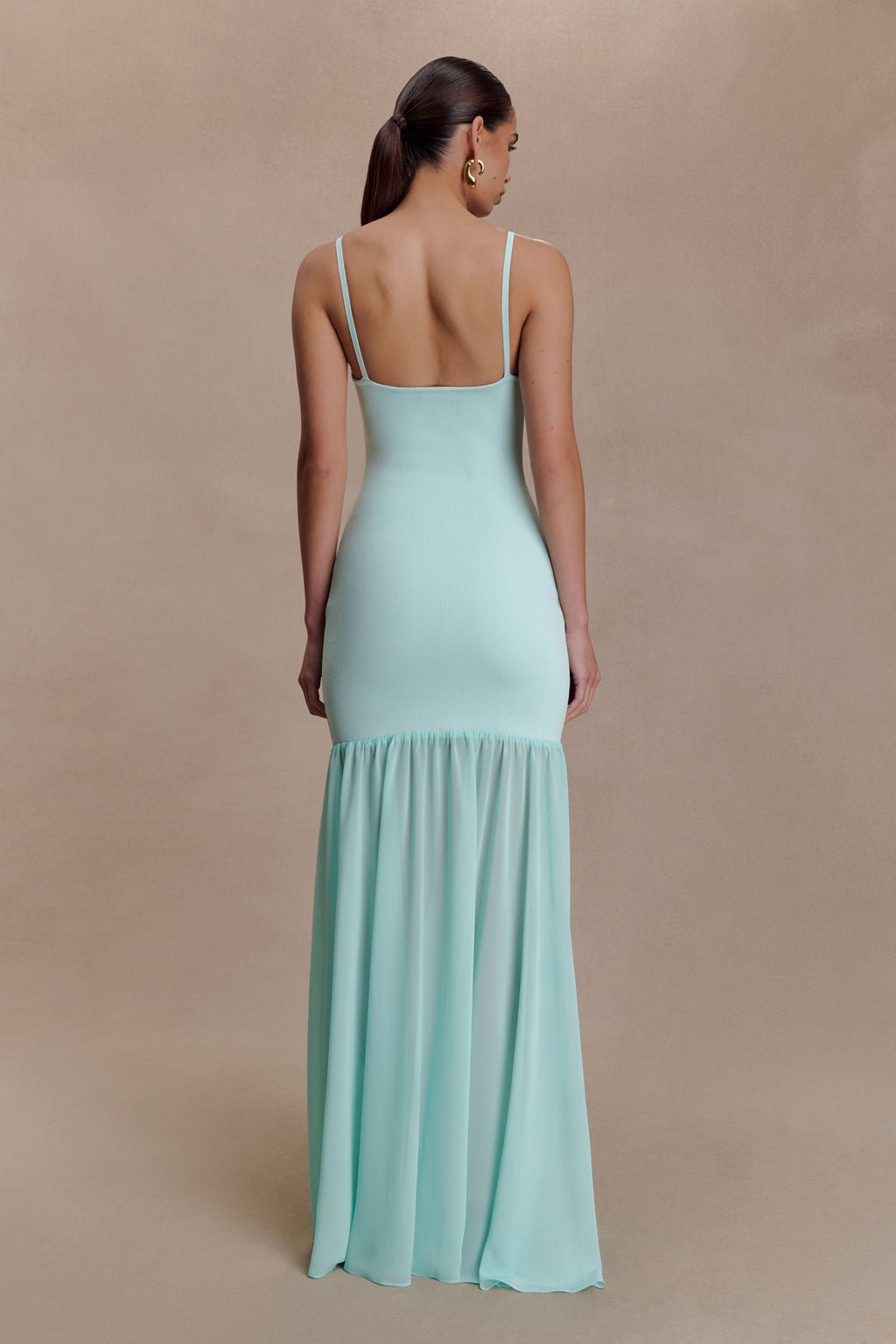 Deanne Bandage And Chiffon Knit Maxi Dress