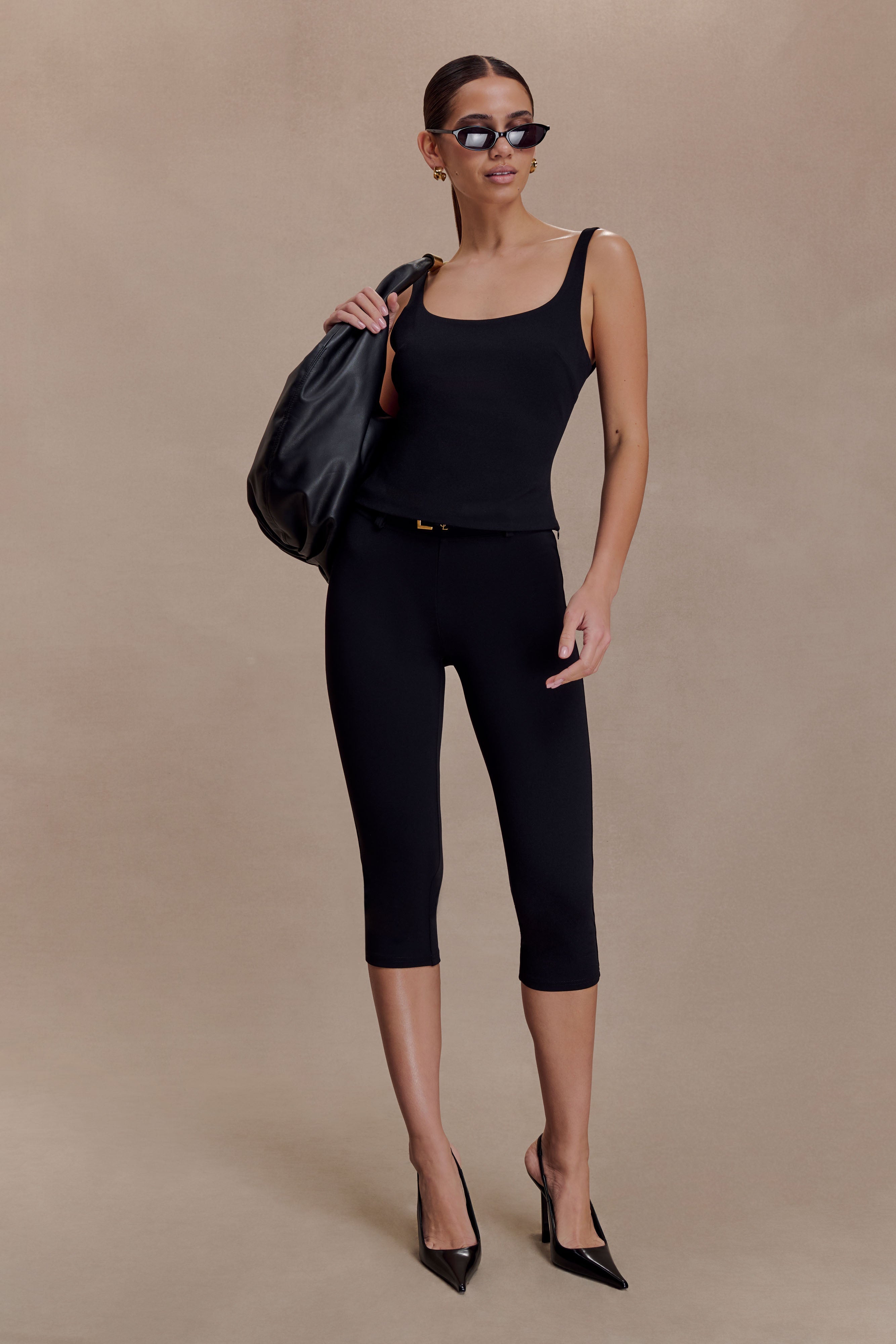 Blanca Stretch Crepe Capri Trousers - Black