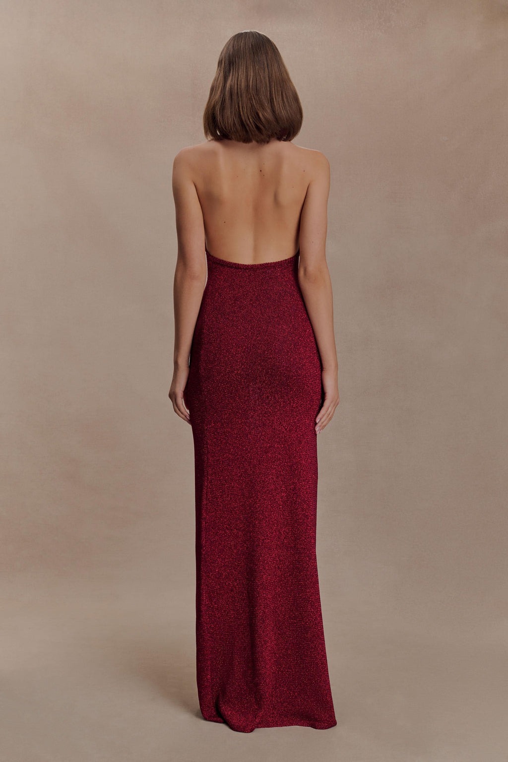 Elma Lurex Knit Halter Maxi Dress