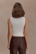 Amia Slinky Sleeveless Top With Hardware in Ivory – Chic&Drifts