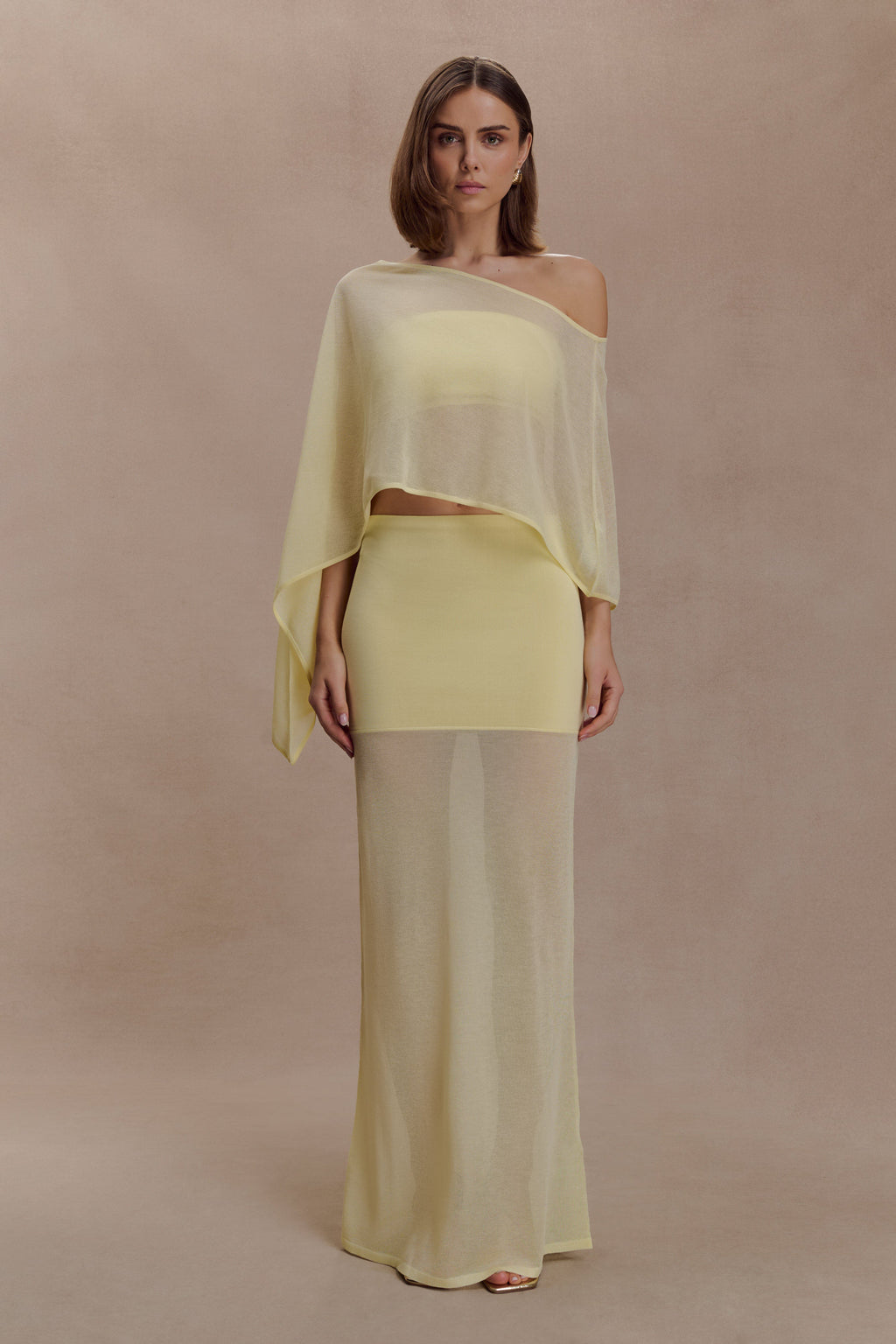 Tanyel Sheer And Bandage Knit Maxi Skirt in Lemon – Chic&Drifts