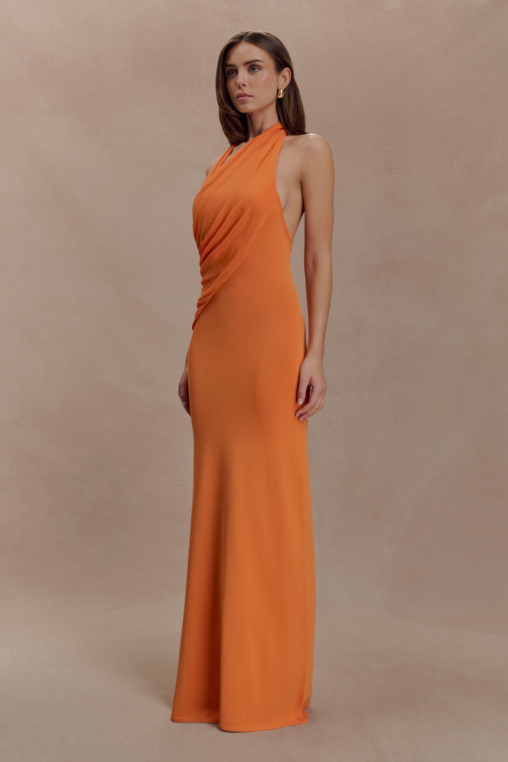 Elma Halter Knit Maxi Dress in Orange – Chic&Drifts