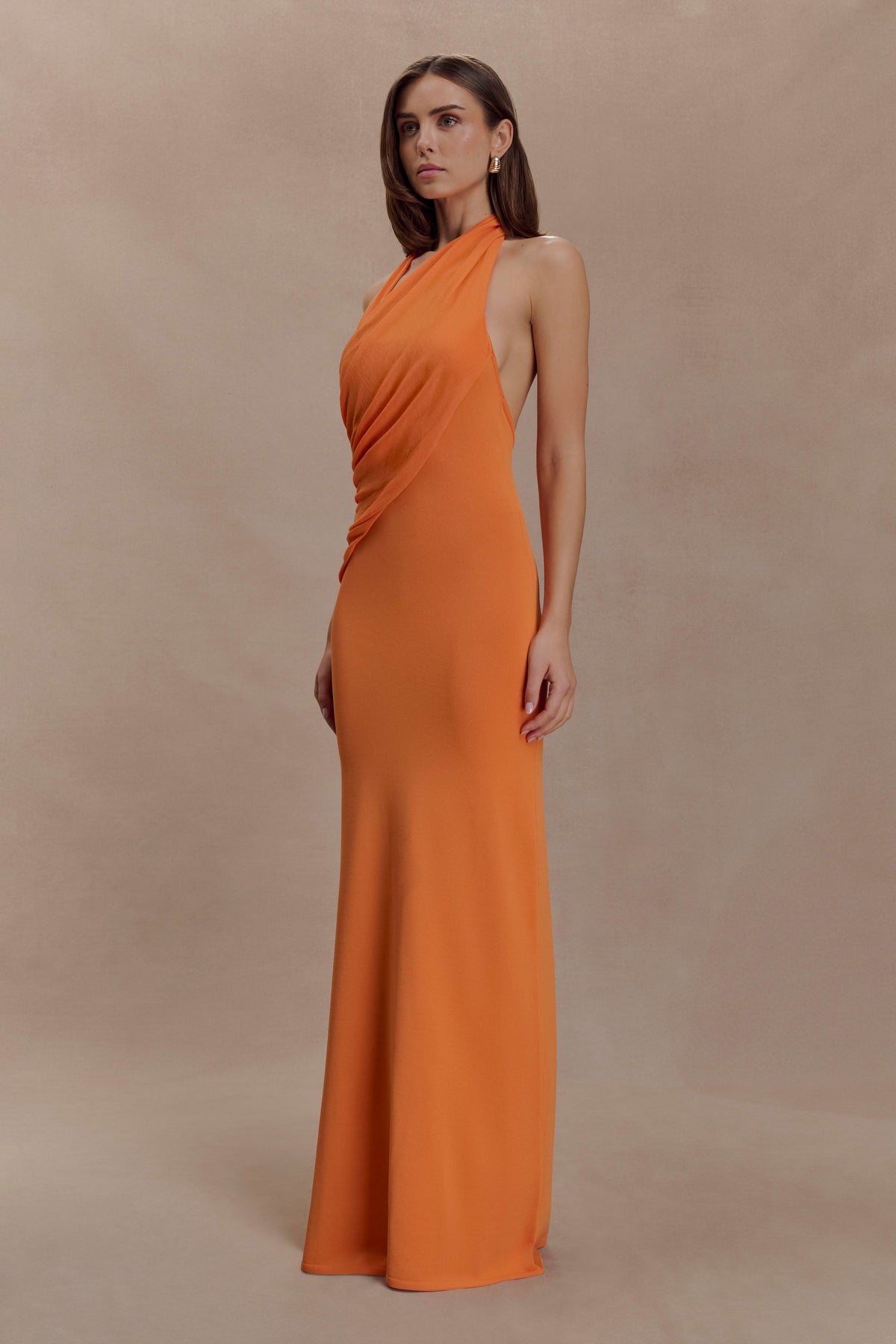 Elma Halter Knit Maxi Dress in Orange – Chic&Drifts