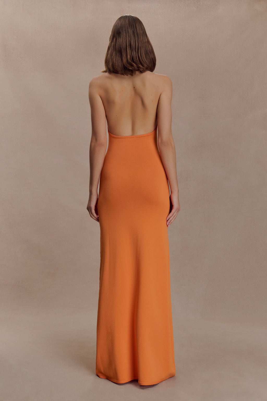 Elma Halter Knit Maxi Dress in Orange – Chic&Drifts