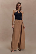 Owen Draped Wide Leg Trousers - Mocha