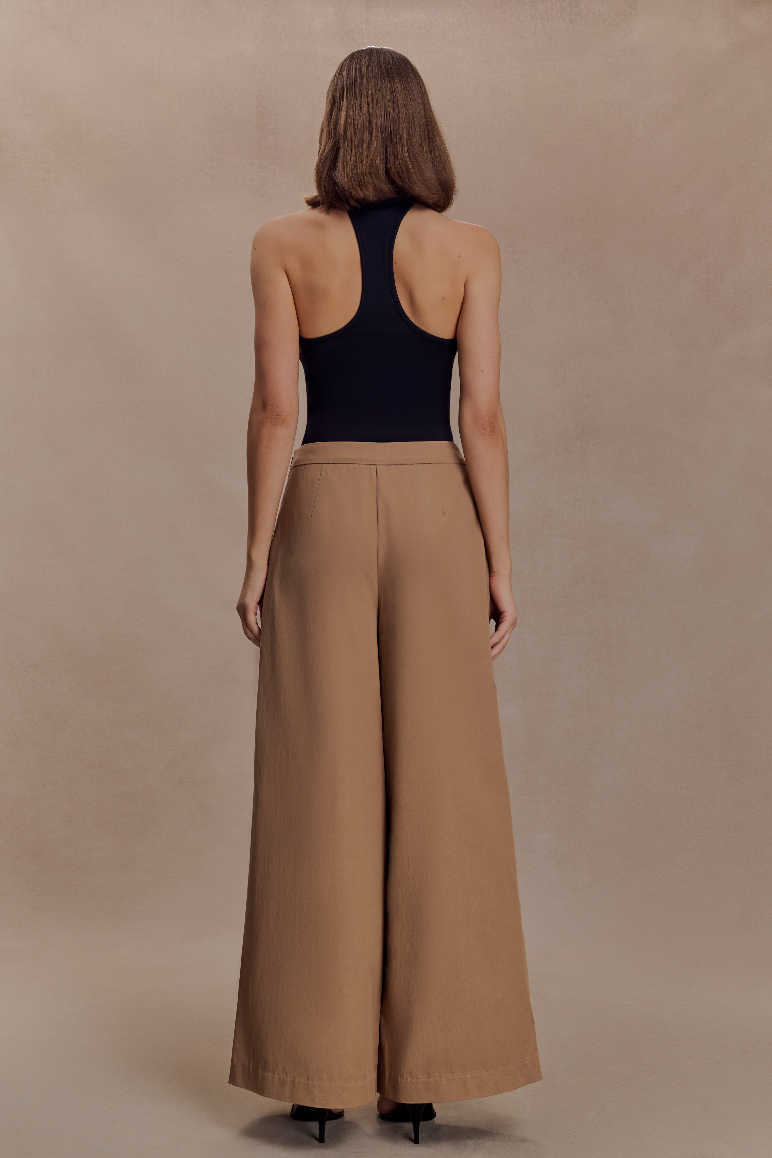 Owen Draped Wide Leg Trousers - Mocha